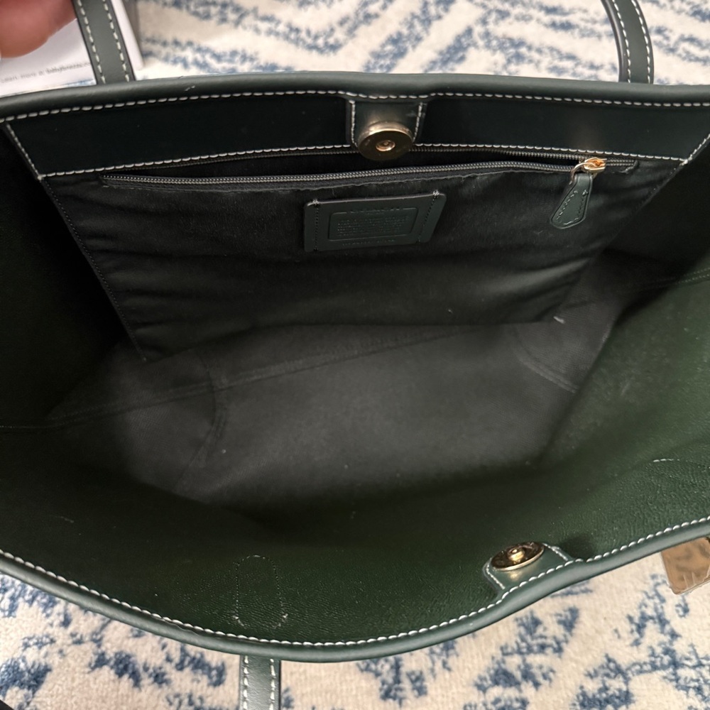 Coach Green City Tote with Leather Trim - Picture 3 of 5
